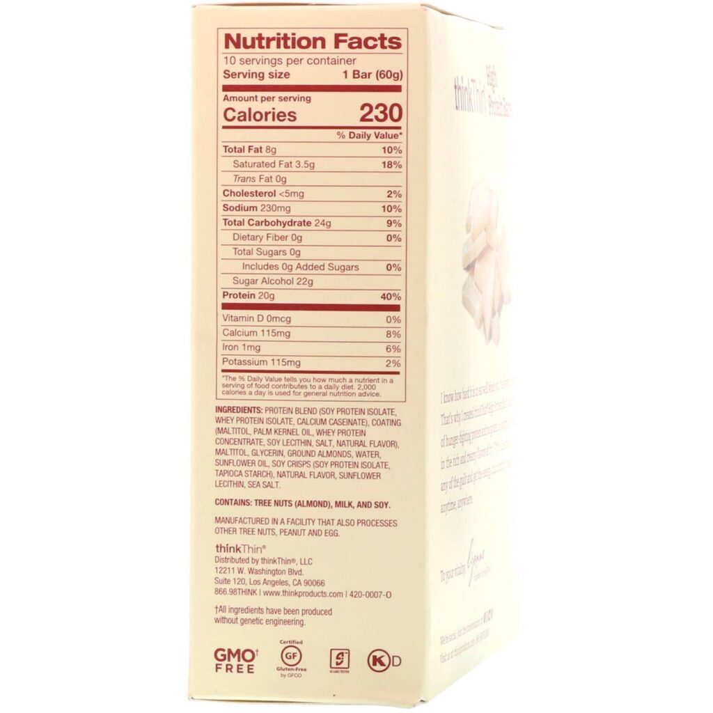ThinkThin, Barra com Alto Teor de Oroteína, Chocolate Branco, 10 Barras, 60 g (2,1 oz) Cada - Imagem 3