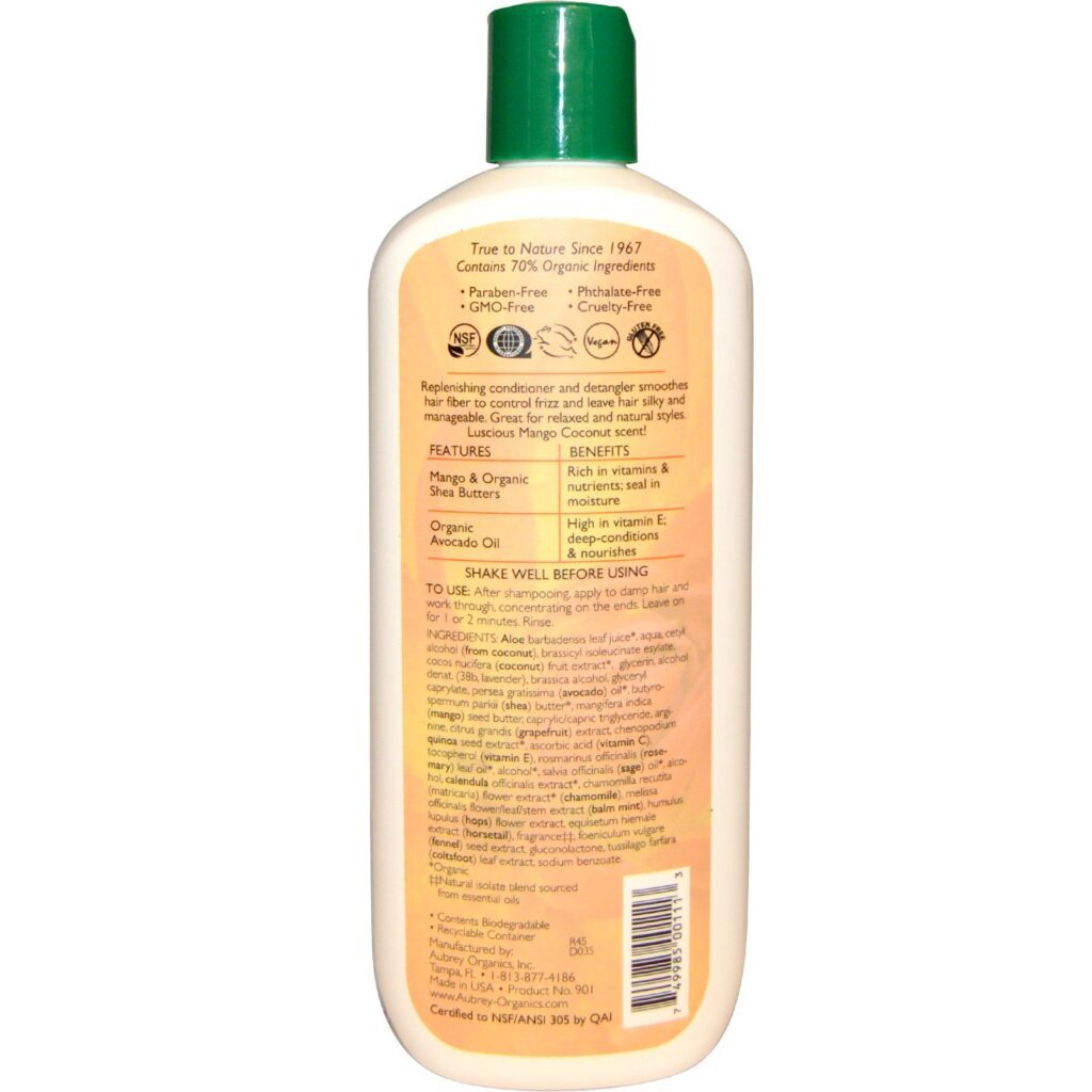 Aubrey Organics, Condicionador Island Naturals, Reparo Tropical, Hidratação de Cabelos Secos, frasco de 11 oz (325 ml) - Imagem 2