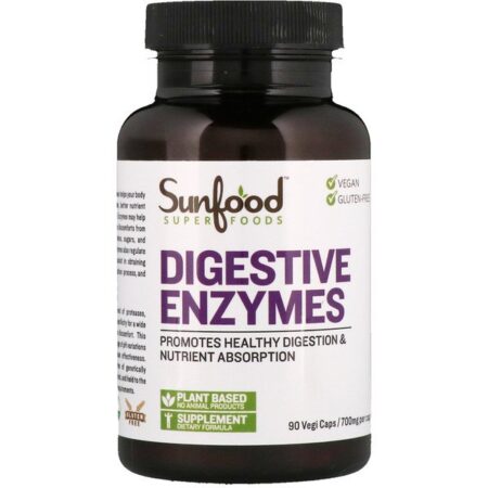 Sunfood, Enzimas Digestivas, 700 mg, 90 Cápsulas Vegetais