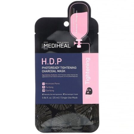 Mediheal, H.D.P, Photoready Tightening Charcoal Mask, 5 Sheets, 0.84 fl oz (25 ml) Each