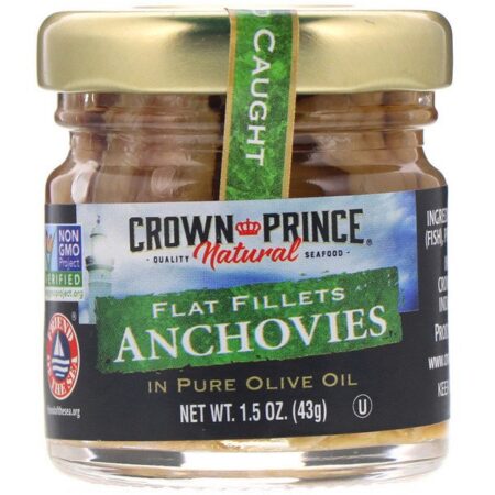 Crown Prince Natural, Anchovas, Filés finos, em azeite de oliva puro, 1,5 oz (43 g)