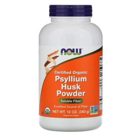 Now Foods, Certificado 100% orgânico, casca de psyllium em pó, 12 oz (340 g)