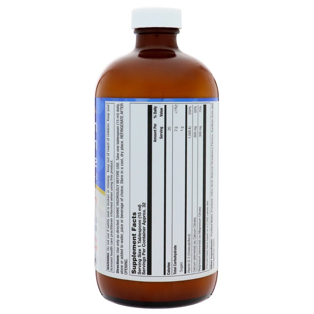 LifeTime Vitamins, Citrato de Cálcio e Magnésio, Morango, 16 fl oz (473 ml) - Imagem 3