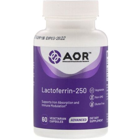 Advanced Orthomolecular Research AOR, Lactoferrin-250, 60 Cápsulas Vegetarianas