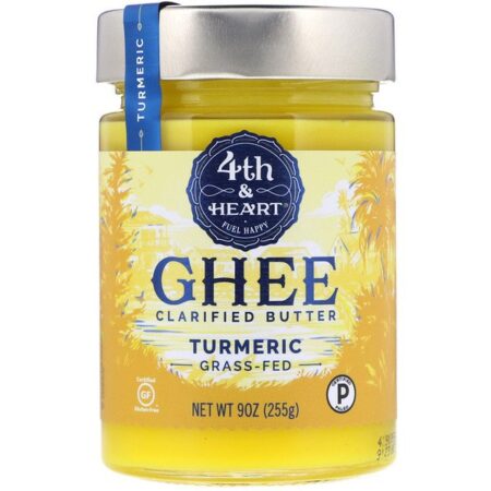 4th & Heart, Ghee Manteiga Clarificada, Alimentada no Pasto, Açafrão, 9 oz (255 g)