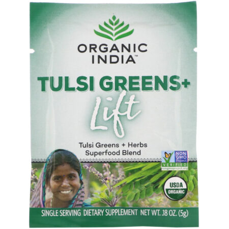 Organic India, Tulsi Greens+ Lift, Superfood Blend, 15 Packs, 0.18 oz (5 g) Each - Image 3