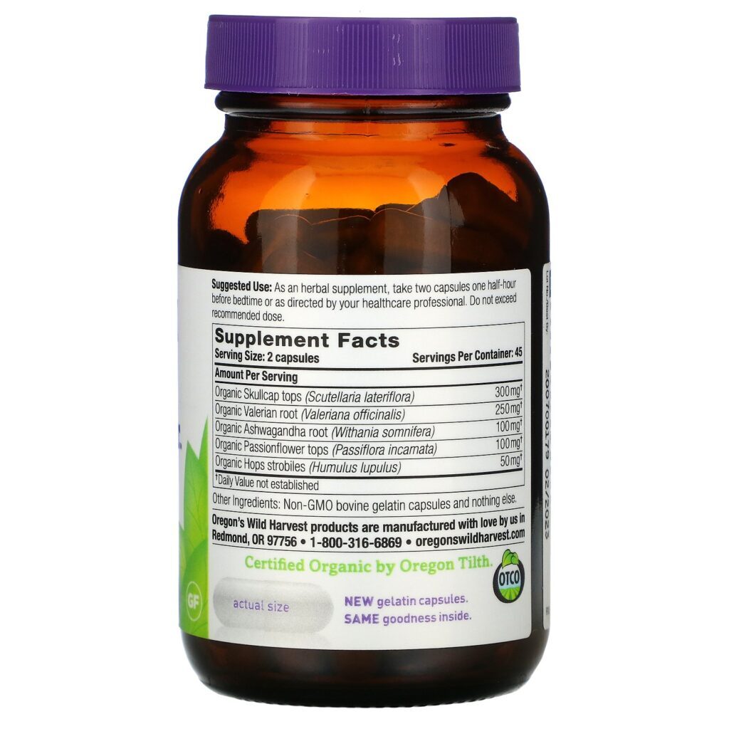 Oregon's Wild Harvest, Sleep Better, 90 Non-GMO Vegetarian Capsules - Imagem 2