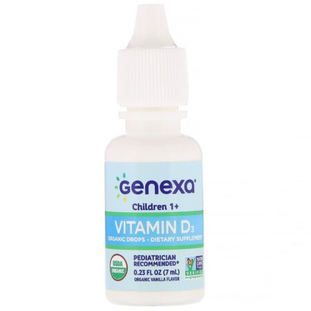 Genexa, Vitamina D3 para Crianças, Crianças 1+, Sabor de Baunilha Orgânica, 400 UI, 7 ml (0,23 fl oz) - Image 3