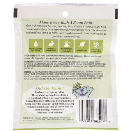 Aura Cacia, Banho de Espuma, Eucalipto Clareador, 2.5 oz (70,9 g) - Image 2