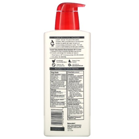 Eucerin, Daily Hydration Lotion, SPF 15, Fragrance Free, 16.9 fl oz (500 ml) - Image 2