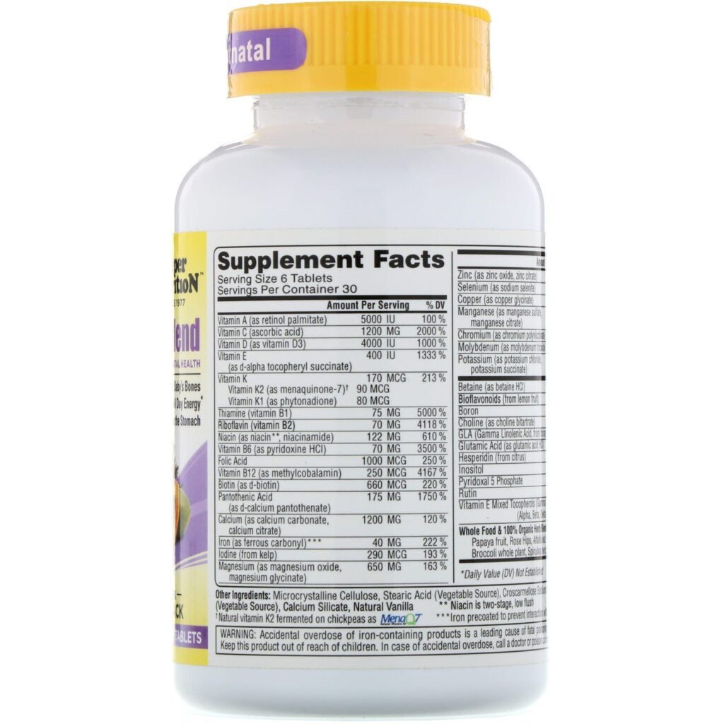 Super Nutrition, PreNatal Blend, 180 Comprimidos - Imagem 2