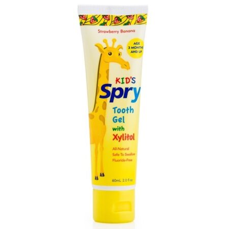 Xlear, Kid's Spry Tooth Gel, com Xilitol, Banana com Morango, 60 ml (2,0 fl oz)