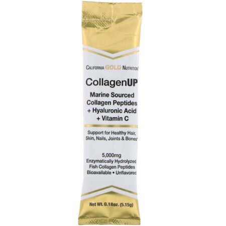 California Gold Nutrition, CollagenUp, Colágeno Marinho Hidrolisado + Ácido Hialurônico + Vitamina C, Sem sabor, 10 Pacotes, 5,15 g (0,18 oz) Cada - Image 3