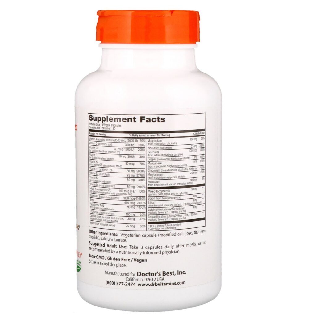 Doctor's Best, Multi-Vitamin with Vitashine D3 and Quatrefolic, 90 Veggie Capsules - Imagem 2