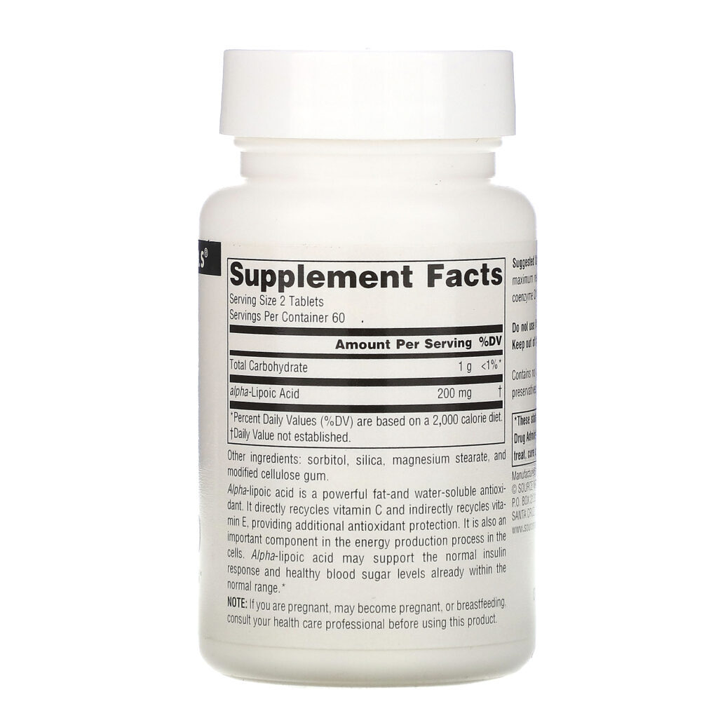 Source Naturals, Ácido Alfa Lipoico, 100 mg, 120 tabletes - Imagem 2