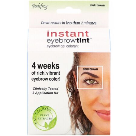 Godefroy, Instant Eyebrow Tint, Dark Brown, 3 Application Kit