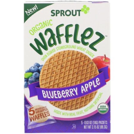 Sprout Organic, Wafflez, Mirtilo e Maça, 5 Pacotes, 0,63 oz (18 g)