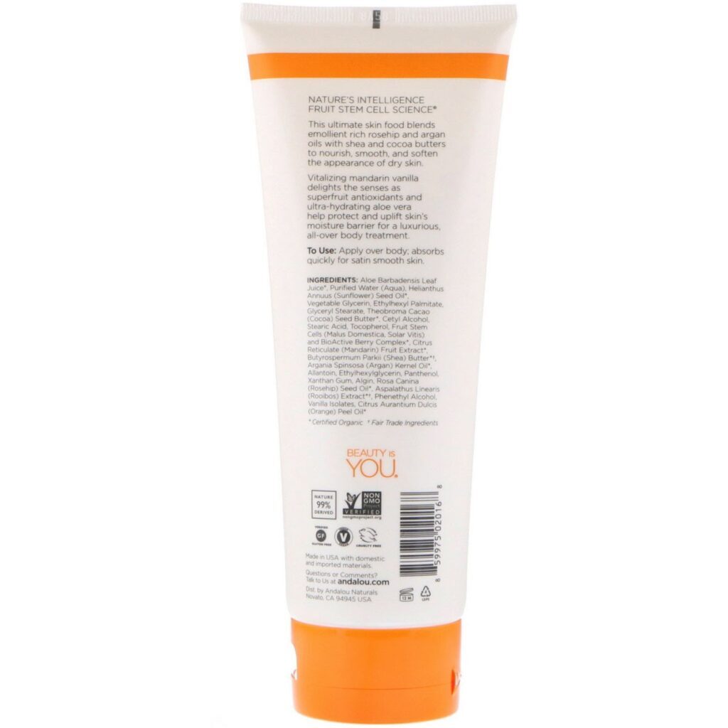 Andalou Naturals, Loção para o Corpo, Vitalizante, Tangerina e Baunilha, 8 fl oz (236ml) - Imagem 2