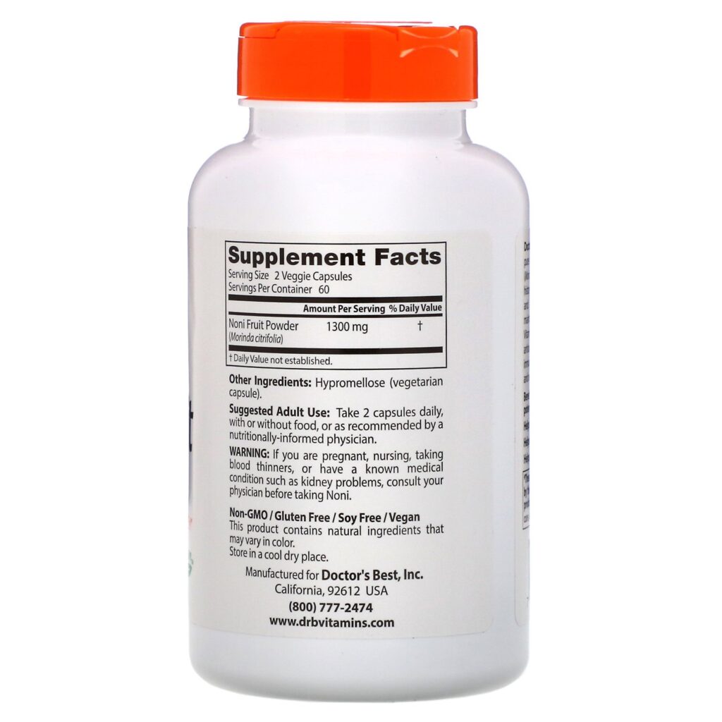 Doctor's Best, Concentrado de Noni, 650 mg, 120 Cápsulas Vegetais - Imagem 2