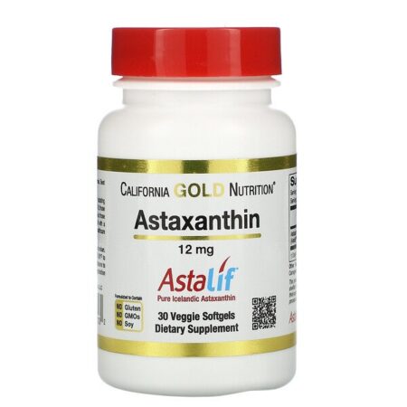 California Gold Nutrition, AstaLif, Astaxantina Islandesa Pura, 12 mg, 30 Cápsulas Softgel Vegetais