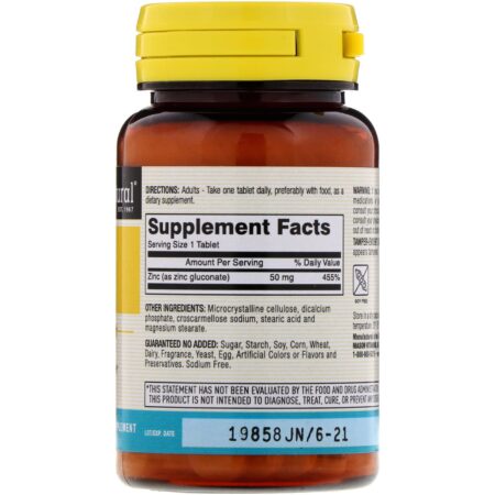 Mason Natural, Zinco, 50 mg, 100 Comprimidos - Image 2