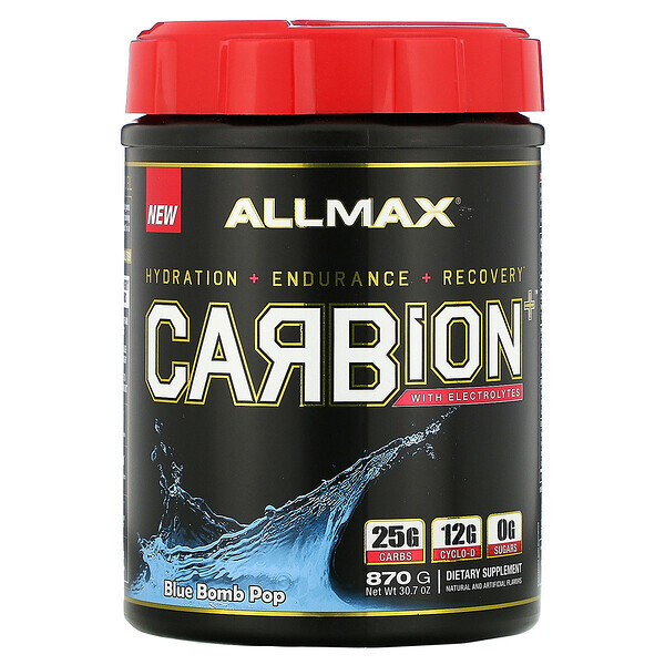 ALLMAX Nutrition, CARBion+ with Electrolytes + Hydration, Gluten-Free + Vegan Certified, Blue Bomb Pop, 1.91 lbs (870 g)