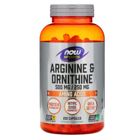 Now Foods, Sports, Arginine &amp; Ornithine, 500/250, 250 Cápsulas