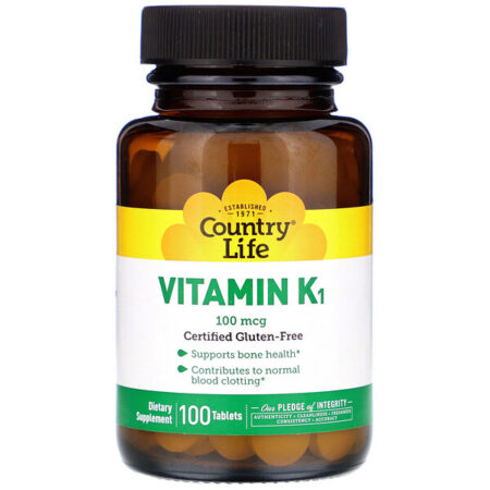 Country Life, Vitamina K1, 100 mcg, 100 Comprimidos