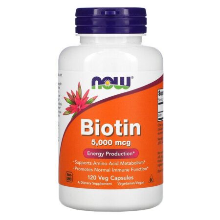 Now Foods, Biotina, 5.000 mcg, 120 Cápsulas Vegetais