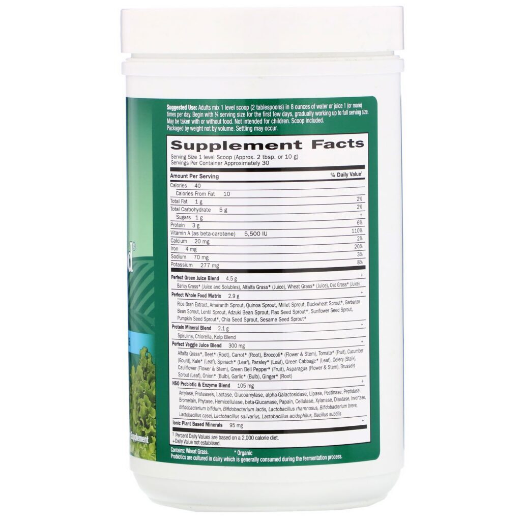 Garden of Life, Perfect Food Original, fórmula Super Verde, 10,58 oz (300 g) - Imagem 2