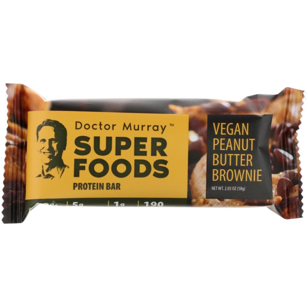 Dr. Murray's, Superfoods Protein Bars, Vegan Peanut Butter Brownie , 12 Bars, 2.05 oz (58 g) Each - Imagem 4