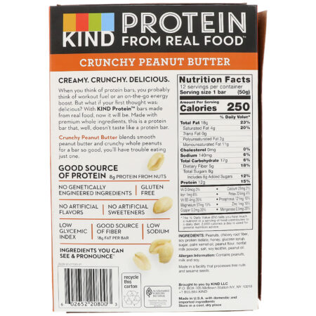 KIND Bars, Barrinhas Proteicas, Manteiga de Amendoim Crocante, 12 Barrinhas, 1,76 oz (50 g) Cada - Image 3