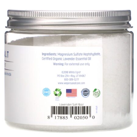 White Egret Personal Care, Epsom Salt, Lavender, 16 oz (454 g) - Image 2