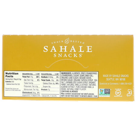 Sahale Snacks, Mistura Para Cobertura, Amêndoas e Mel, 9 Pacotes, 42,5 g (1,5 oz) Cada - Image 3