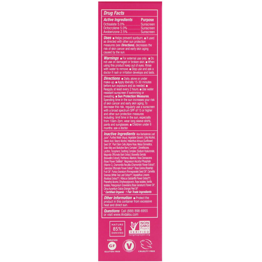 Andalou Naturals, 1000 Roses, Daily Shade, Facial Lotion SPF 18, Sensitive, 2.7 fl oz (80 ml) - Imagem 3