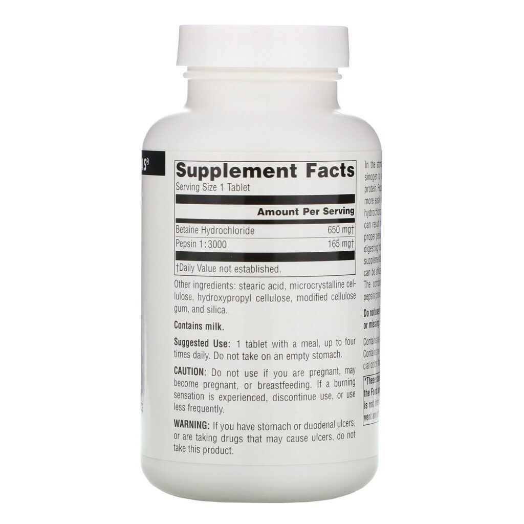 Source Naturals, Betaine HCl, 650 mg, 180 Tablets - Imagem 2