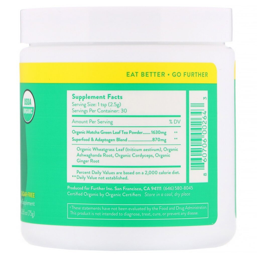 Further Food, Superalimento Matcha, 75 g (2,65 oz) - Imagem 2