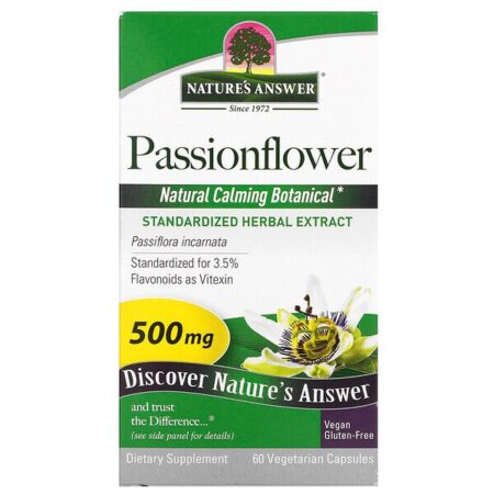 Nature's Answer, Flor da Paixão, 500 mg, 60 Cápsulas Vegetarianas