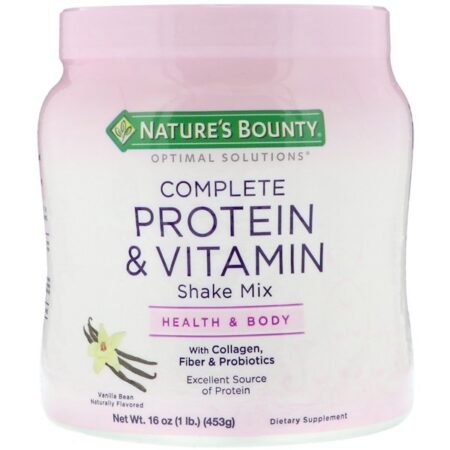 Nature's Bounty, Optimal Solutions, Mistura Completa para Shake de Proteína e Vitamina, Baunilha, 453 g