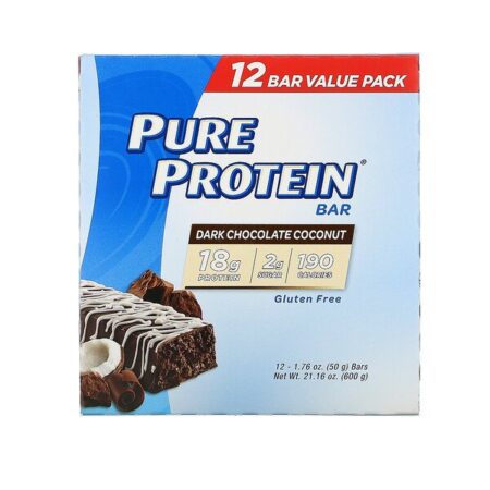 Pure Protein, Pure Protein Bar, Dark Chocolate Coconut, 12 Bars, 1.76 oz (50 g) Each