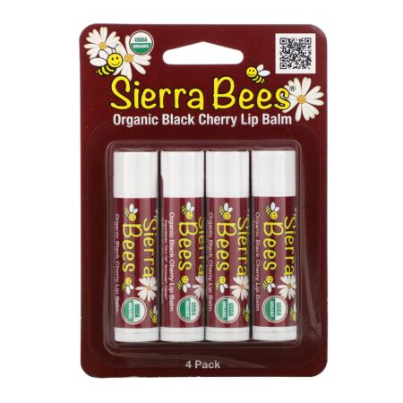 Sierra Bees, Bálsamos Orgânicos Labiais, Cereja Preta, 4 Pacotes, 0,15 oz (4,25 g) cada - Image 2