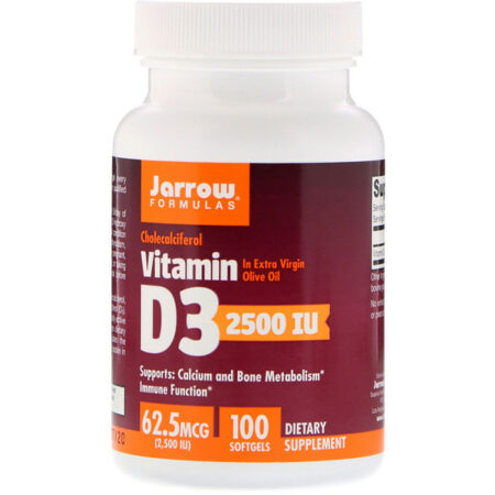 Jarrow Formulas, Vitamina D3, Colecalciferol, 2.500 UI, 100 Cápsulas Softgel