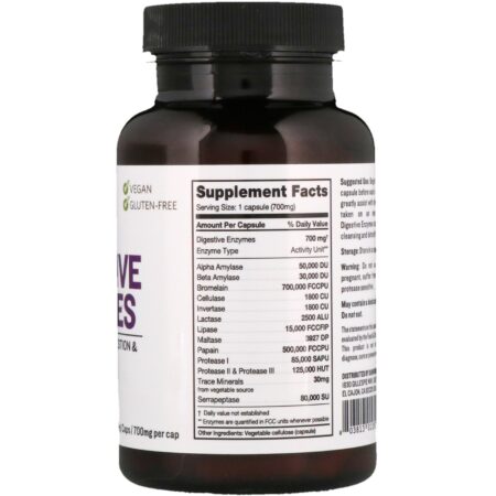 Sunfood, Enzimas Digestivas, 700 mg, 90 Cápsulas Vegetais - Image 2