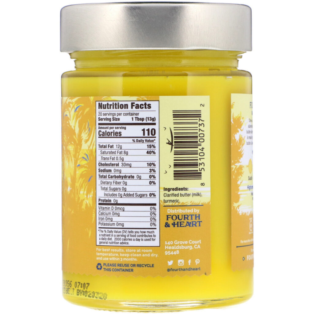 4th & Heart, Ghee Manteiga Clarificada, Alimentada no Pasto, Açafrão, 9 oz (255 g) - Imagem 2