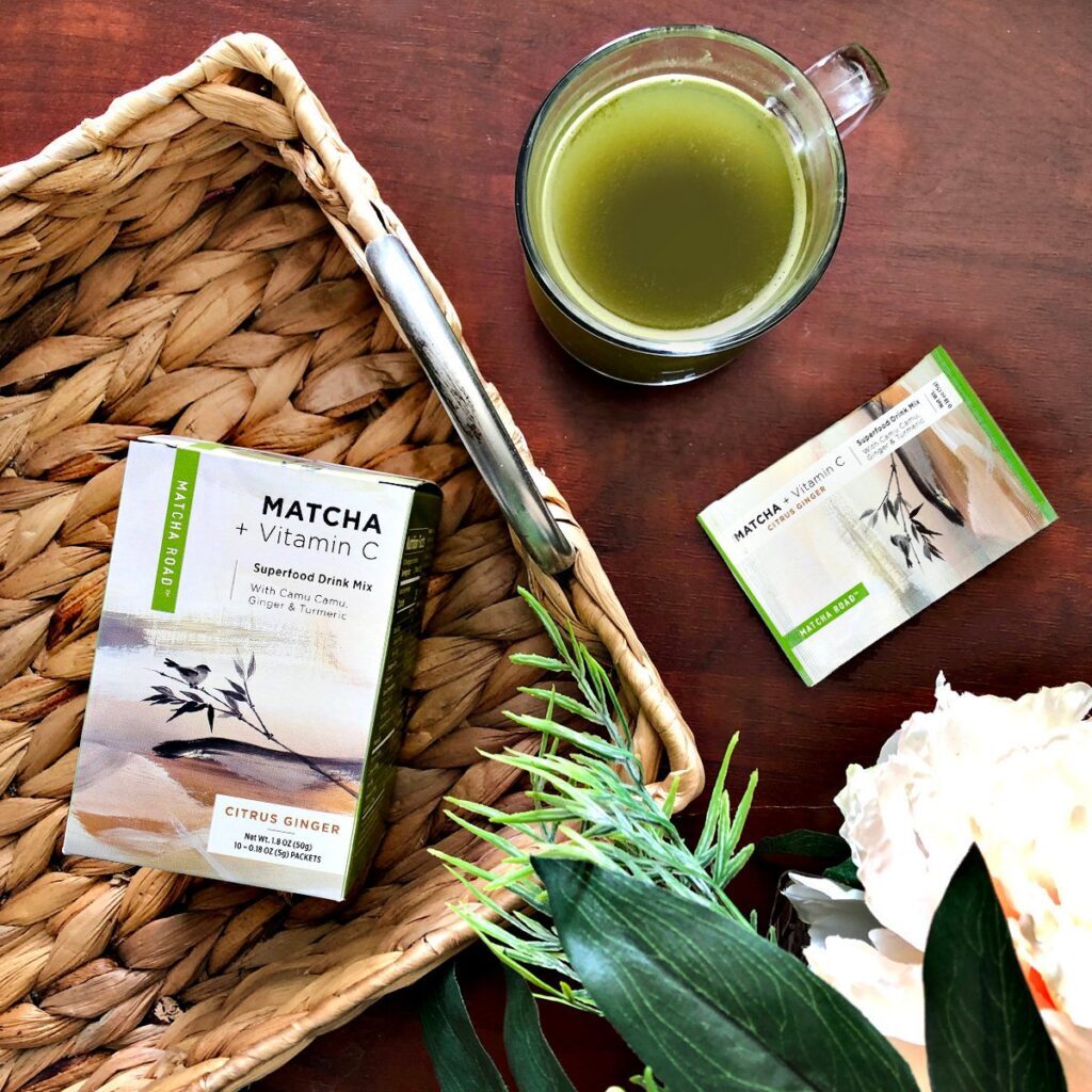 Matcha Road, Matcha + Vitamina C, Mistura de Superalimentos para Bebidas, Cítricos com Gengibre, 10 Envelopes, 5 g (0,18 oz) Cada - Imagem 4
