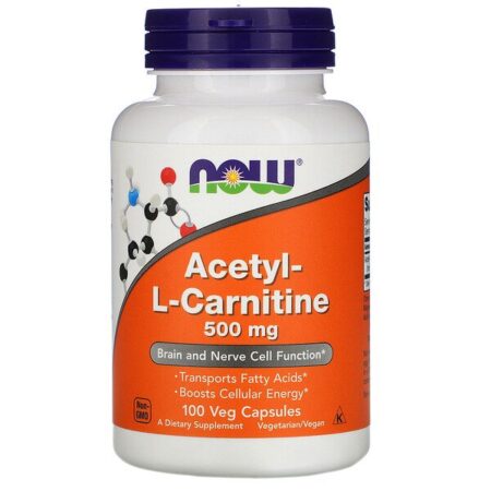 Now Foods, Acetil-L Carnitina, 500 mg, 100 Cápsulas Vegetais