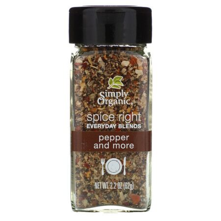 Simply Organic, Tempero Orgânico Ideal de Misturas do Dia a Dia, Pimenta e Mais, 2,2 oz (62 g)