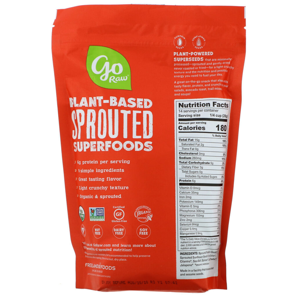 Go Raw, Sementes Orgânicas Germinadas Spicy Fiesta com Sal Marinho, 397 g (14 oz) - Imagem 2