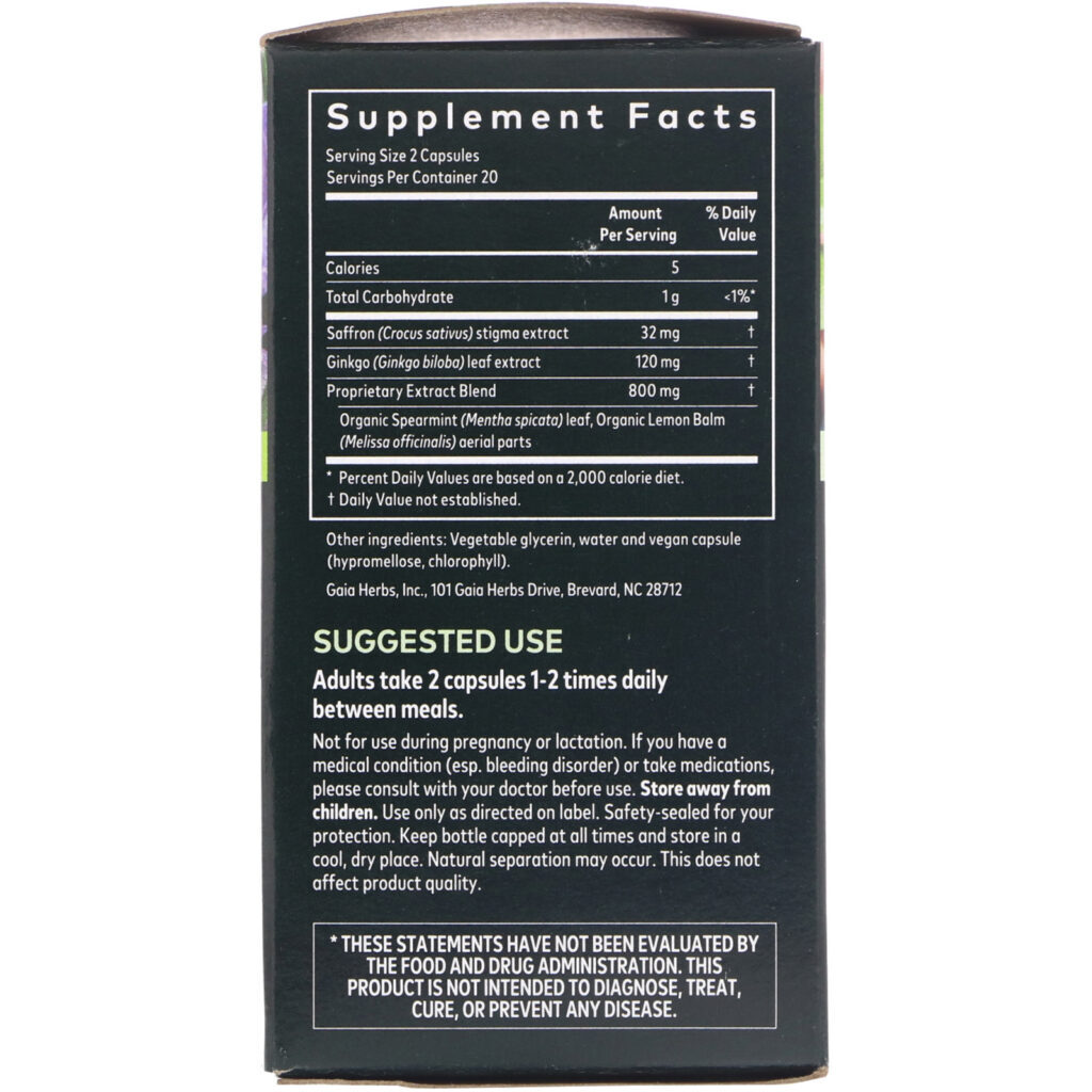 Gaia Herbs, Nootropic Focus, 40 Vegan Liquid Phyto-Caps - Imagem 2