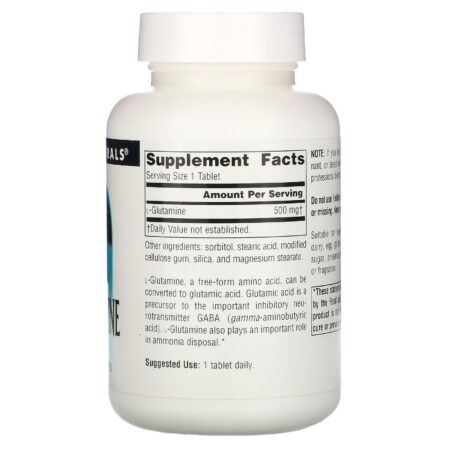 Source Naturals, L-Glutamina, 500 mg, 100 tabletes - Image 2